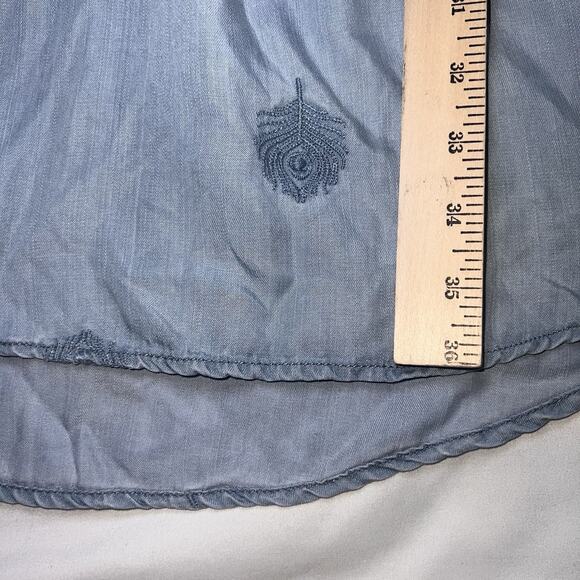 Anthropologie Holding Horses Dress Size XS Blue Chambray Plumage Embroidery READ - Picture 5 of 14